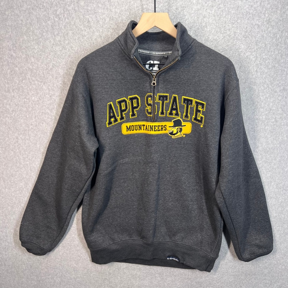CI Sport App State Mountaineers Quarter Zip Sweatshirt Mens Medium Charcoal Grey
